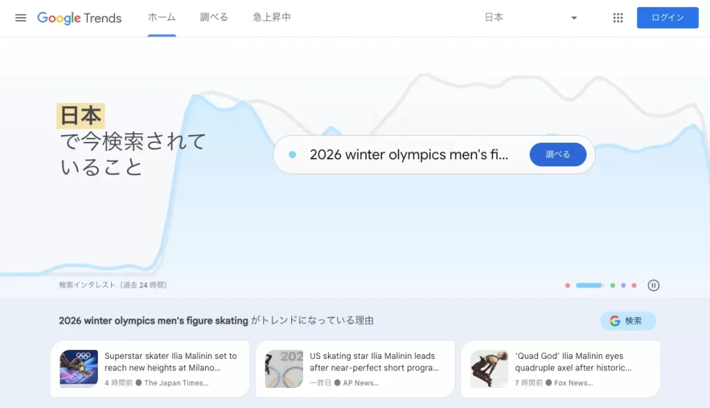 「Googleトレンド」トップ画面